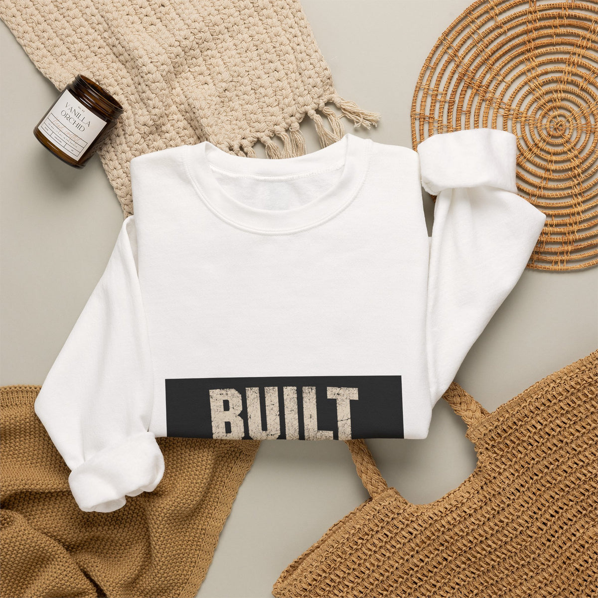 Crewneck Sweatshirt — "Built by the Battle" Inspirational Military-Style Pullover