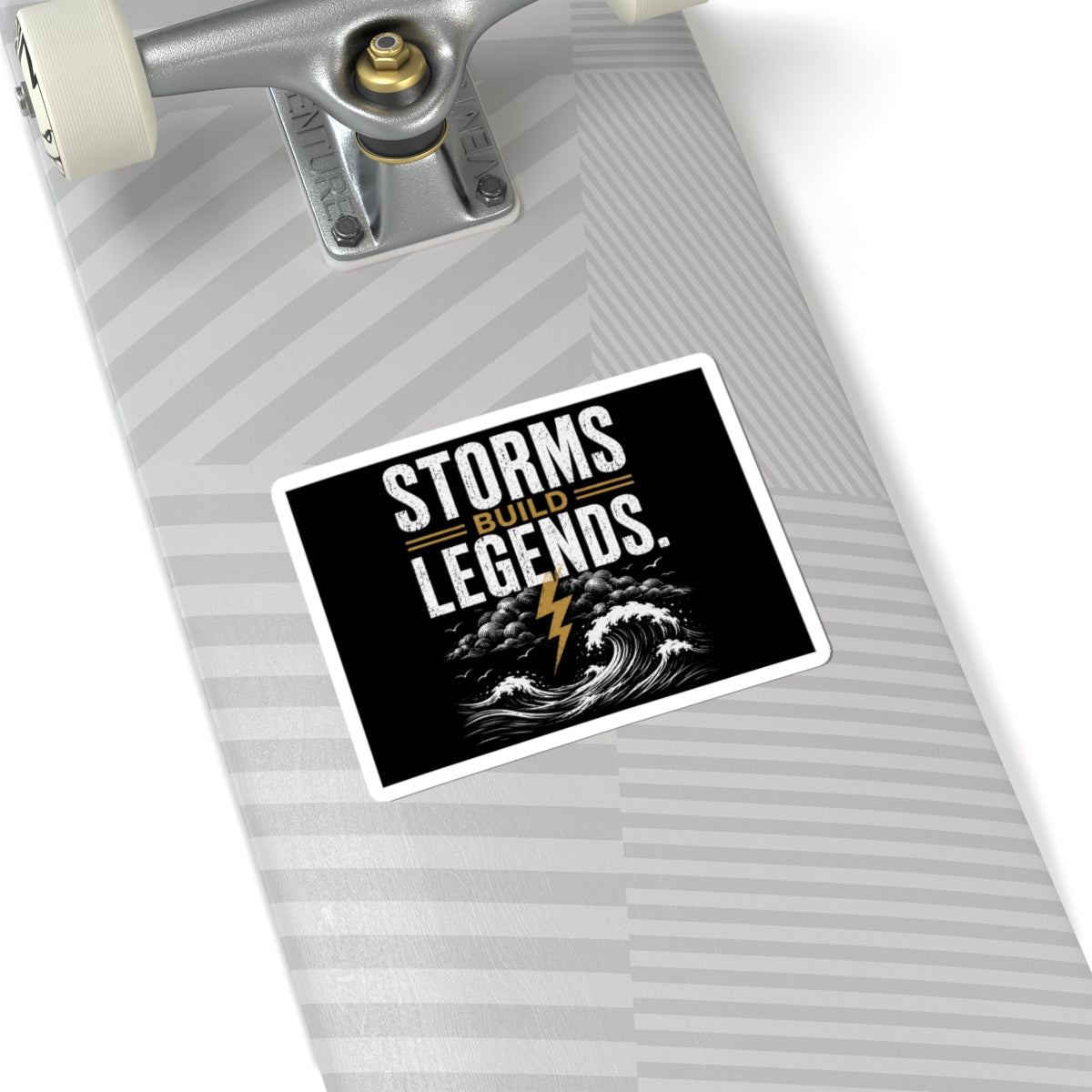 Storms Build Legends Sticker — Motivational Lightning Wave Kiss-Cut Sticker