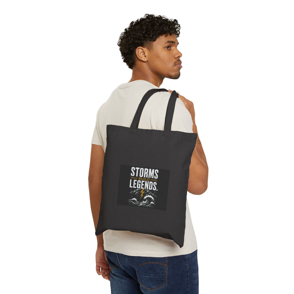 Storms & Legends Cotton Tote Bag — Adventure Graphic Canvas Shopper
