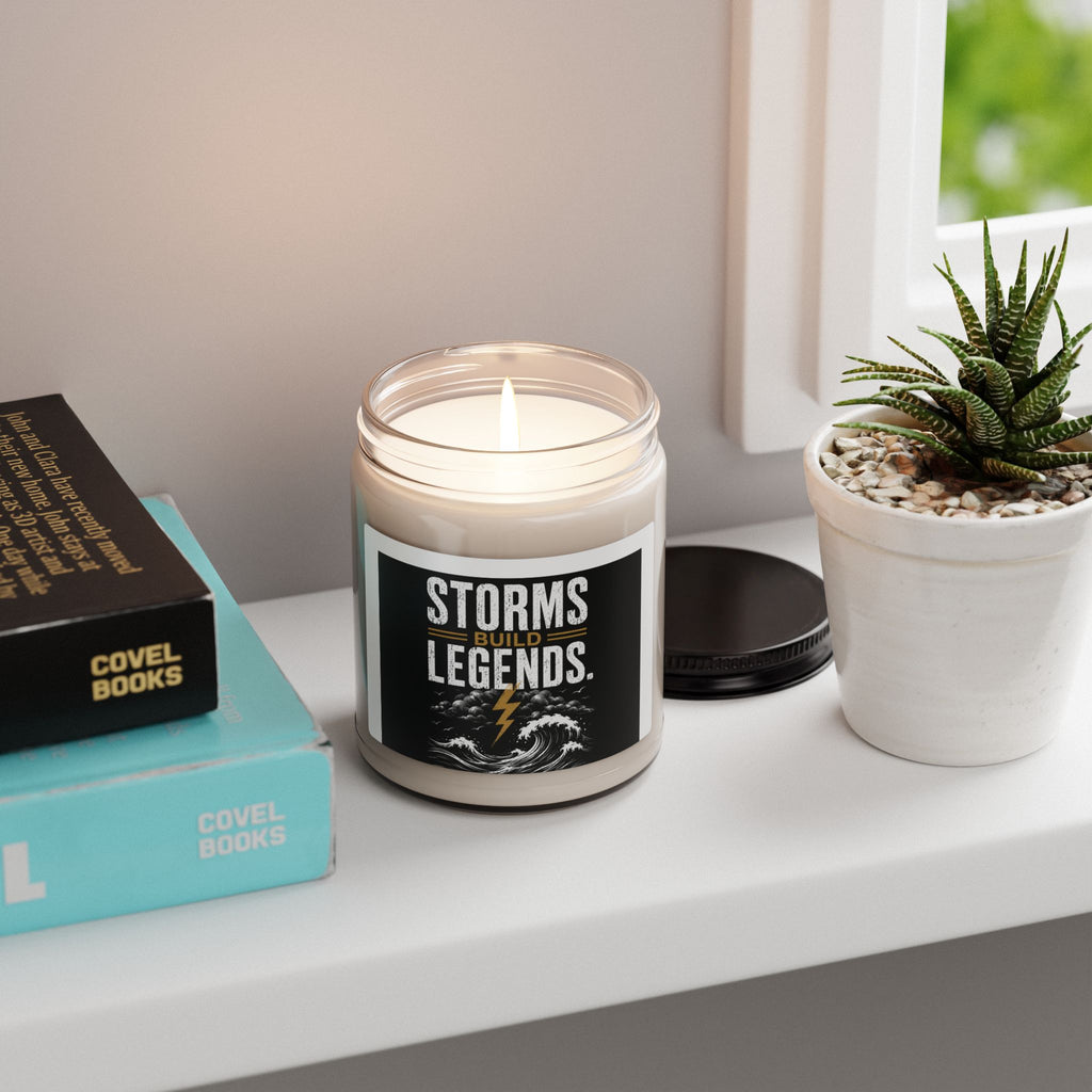 9oz Soy Candle — “Storms Build Legends” Scented Inspirational Candle