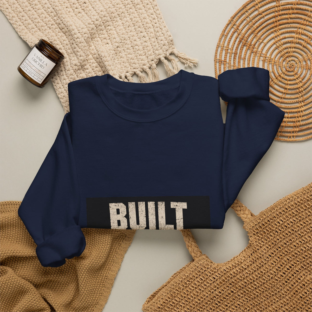 Crewneck Sweatshirt — "Built by the Battle" Inspirational Military-Style Pullover