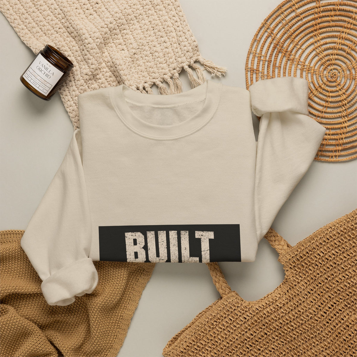 Crewneck Sweatshirt — "Built by the Battle" Inspirational Military-Style Pullover