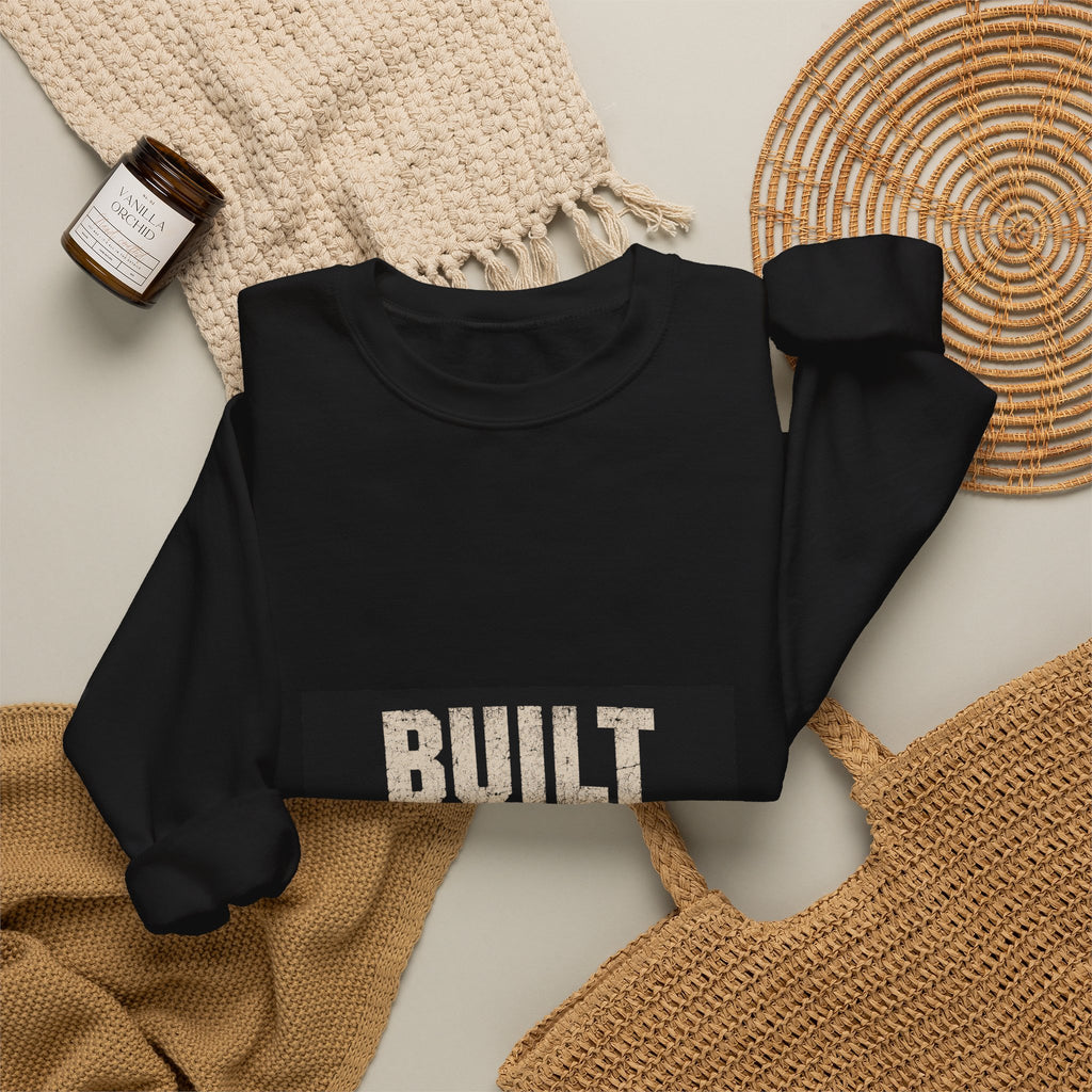 Crewneck Sweatshirt — "Built by the Battle" Inspirational Military-Style Pullover