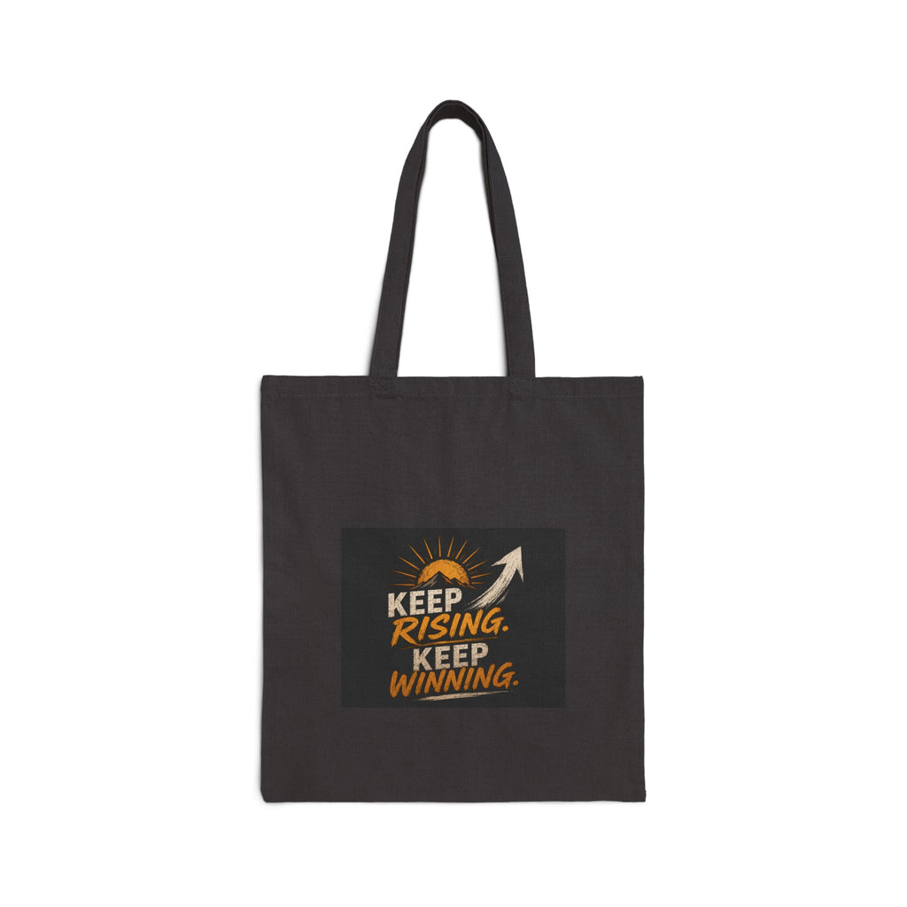 Keep Rising Keep Winning Canvas Tote Bag — Motivational Reusable Grocery & Market Tote