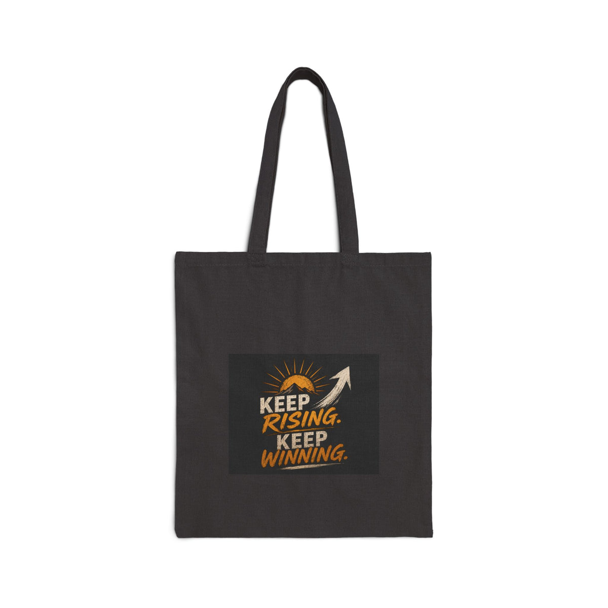 Keep Rising Keep Winning Canvas Tote Bag — Motivational Reusable Grocery & Market Tote